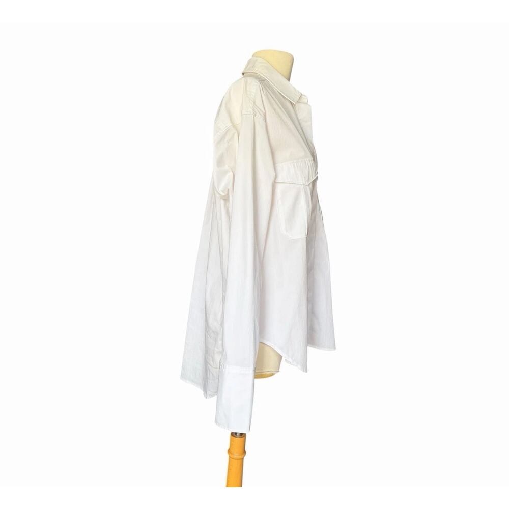 Good American The Good Shirt White Button Down Shirt Long Sleeve Collared 0 NWT - Picture 7 of 13